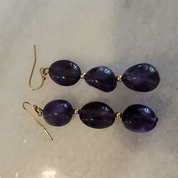 Purple & gold  earrings & bracelet set - Picture 5 of 8